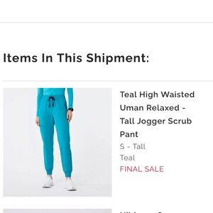 Figs Teal High Waisted Jogger Scrub Pants